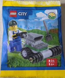 Farmer with Lawn Mower paper bag