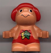 Duplo Figure Little Forest Friends, Male, Red Outfit with Leaves (Baby Jelly Strawberry) 