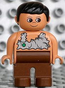 Duplo Figure, Male, Brown Legs, Nougat Top (Caveman) 