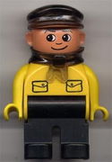 Duplo Figure, Male, Black Legs, Yellow Top with Pockets (Intelli-Train Yellow Conductor) 