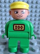 Duplo Figure, Male, Green Legs, Green Top, Yellow Cap (Zoo Keeper) 