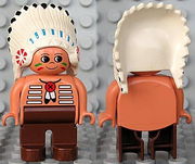 Duplo Figure, Male, Brown Legs, Nougat Top with White Stripes (American Indian Chief) 