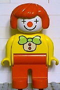 Duplo Figure, Female Clown, Red Legs, Red Hair 