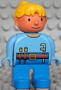 Duplo Figure, Female, Wendy in Worker Outfit, Medium Blue Top 