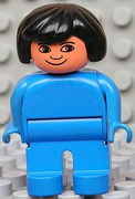 Duplo Figure, Female, Blue Legs, Blue Blouse, Black Hair 