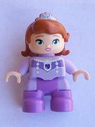 Duplo Figure Lego Ville, Child Girl, Medium Lavender Legs, Lavender Top, Dark Orange Hair with Diadem, Princess Sofia 