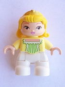 Duplo Figure Lego Ville, Child Girl, White Legs, Bright Light Yellow Top, Yellow Hair with Diadem, Princess Amber 