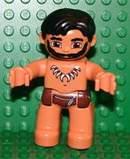 Duplo Figure Lego Ville, Male, Nougat Legs, Reddish Brown Hips, Tooth Necklace Pattern, Black Beard (Caveman) 
