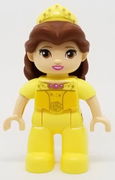Duplo Figure Lego Ville, Disney Princess, Belle, Reddish Brown Hair, Bright Light Yellow Tiara 