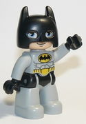 Duplo Figure Lego Ville, Batman, Black Cowl, Light Bluish Gray Suit and Legs 