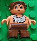 Duplo Figure, Child Type 2 Baby, Brown Legs, Tooth Necklace Pattern, Brown Bonnet (Caveman) 