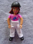 Belville Female - Girl with Brown Hair and Pink Shirt with White Pants & Black Riding Helmet 