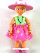 Belville Female - White Shorts, Light Green Shirt with Shells Necklace, Long Light Yellow Braided Hair, Skirt, Wide Brim with Bow 