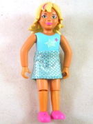 Belville Female - Bright Light Blue Swimsuit with Yellow and Magenta Stars, Skirt Short 