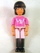 Belville Female - Dark Pink Horse Head Top, Pink Shorts, Black Boots, Black Hair, Helmet 