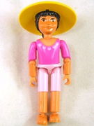 Belville Female - Dark Pink Top with Shell decoration at neckline, Pink Shorts, Black Hair, Hat Wide Brim 
