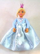 Belville Female - Girl with Light Blue Top with Fur Detail, Dark Pink Shoes and Long Light Yellow Hair, Skirt Long, Crown 