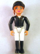 Belville Female - Horse Rider, White Shorts, Black Shirt with Gold Buttons and Collar, Black Boots, Dark Orange Ponytail, Riding Hat 