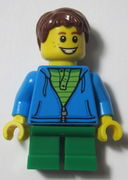 LEGOLAND Park Boy with Reddish Brown Hair, Hoodie with Zipper over Lime and Green Striped Shirt and Green Legs 