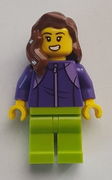 LEGOLAND Park Female with Reddish Brown Mid-Length Hair, Dark Purple Tracksuit, Lime Legs 