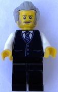 Receptionist, Male, Black Vest with Blue Striped Tie, Black Legs, Light Bluish Gray Hair