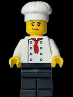 Bistro Chef - Female, White Torso with 8 Buttons, Black Legs, White Chef Toque