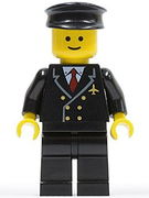 Airport - Pilot with Red Tie and 6 Buttons, Black Legs, Black Hat, Standard Grin 