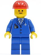 Airport - Blue 3 Button Jacket & Tie, Red Construction Helmet, Freckles 
