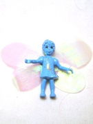 Belville Fairy - Medium Blue with Moon Pattern (Millimy) - With Wings and Bow 