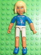 Belville Female - White Shorts, Blue Shirt with Flowers Pattern, Light Yellow Hair 