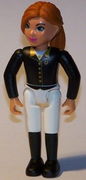 Belville Female - Horse Rider, White Shorts, Black Shirt with Gold Buttons and Collar, Black Boots, Dark Orange Ponytail 