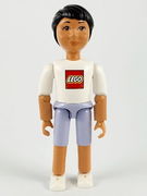 Belville Male - Light Violet Shorts, White Shirt with LEGO Logo, Black Hair 