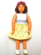 Belville Female - Light Violet Torso with lace collar, Brown Hair and Yellow Print Skirt, Headband 