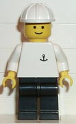 Boat Worker - Torso with Anchor, Black Legs, White Construction Helmet 