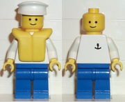 Boat Worker - Torso with Anchor, Blue Legs, White Hat, Life Jacket 