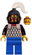 Scale Mail - Red with Black Arms, Blue Legs, Black Grille Helmet, White Plume 