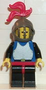 Breastplate - Blue with Black Arms, Black Legs with Red Hips, Dark Gray Grille Helmet, Red Plume, Blue Plastic Cape 
