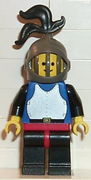 Breastplate - Blue with Black Arms, Black Legs with Red Hips, Dark Gray Grille Helmet, Black Plume, Black Plastic Cape 