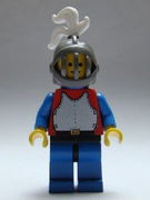 Breastplate - Red with Blue Arms, Blue Legs with Black Hips, Dark Gray Grille Helmet, White Plume, Blue Plastic Cape 