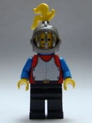 Breastplate - Red with Blue Arms, Black Legs, Dark Gray Grille Helmet, Yellow Plume, Blue Plastic Cape 