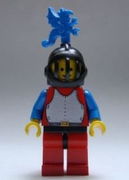 Breastplate - Red with Blue Arms, Red Legs with Black Hips, Black Grille Helmet, Blue Dragon Plume 