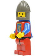 Crusader Lion - Red Legs with Black Hips, Dark Gray Chin-Guard, Blue Plastic Cape 