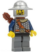 Fantasy Era - Crown Knight Scale Mail with Chest Strap, Helmet with Broad Brim, Curly Eyebrows and Goatee, Quiver 