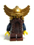Fantasy Era - Dwarf, Dark Brown Beard, Metallic Gold Helmet with Wings, Dark Blue Arms 