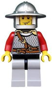 Kingdoms - Lion Knight Scale Mail with Chest Strap and Belt, Helmet with Broad Brim, Vertical Cheek Lines 