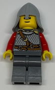 Kingdoms - Lion Knight Scale Mail with Chest Strap and Belt, Helmet with Neck Protector, Brown Eyebrows, Thin Grin 