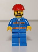 Blue Jacket with Pockets and Orange Stripes, Blue Legs, Red Construction Helmet, Black Angular Beard 