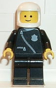 Police - Zipper with Badge, Black Legs, White Classic Helmet 