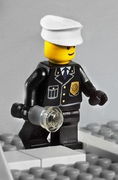 Police - City Suit with Blue Tie and Badge, Black Legs, White Hat - with Light-Up Flashlight 