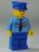 Police - City Shirt with Dark Blue Tie and Gold Badge, Blue Legs, Blue Police Hat, Scowl 